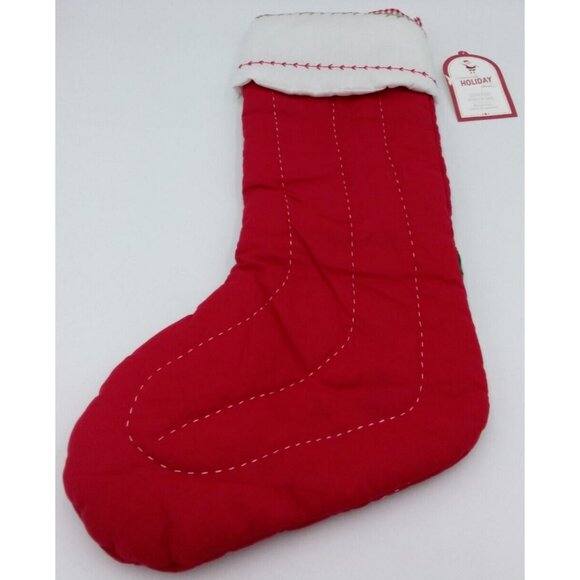 Pottery Barn Kids Dad Christmas Stocking Santa on Train Holiday Xmas Quilted Red - Picture 3 of 5